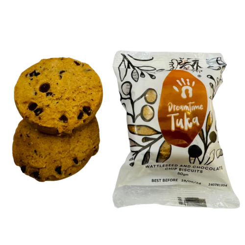 Dreamtime Tuka Twin Pack Biscuit (50g) Wattleseed & Chocolate Chip Biscuit