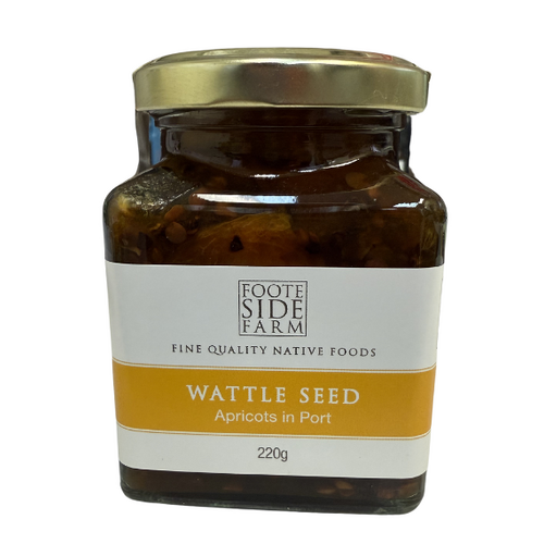CLEARANCE - Wattleseed Apricots in Port Wine - 220ml - Footeside Farm [BB AUG 26]