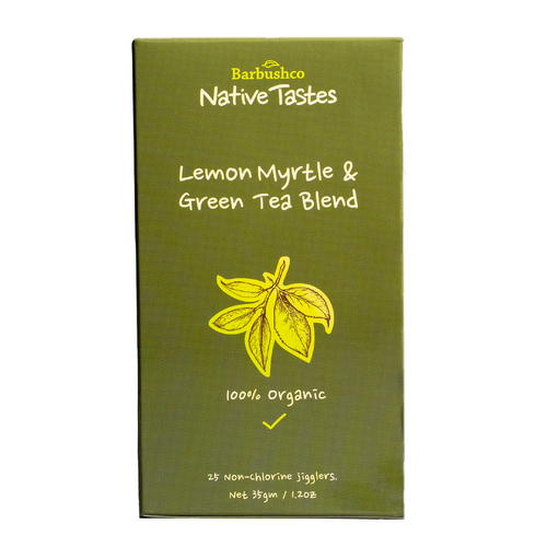 Barbushco Lemon Myrtle Green Tea Blend 25 bags -  individually wrapped