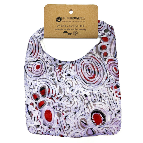 Better World Aboriginal Art - Baby Bib - Fish Trap Dreaming