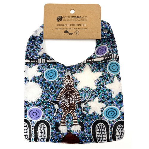 Better World Aboriginal Art - Baby Bib - Ngurunderi Camp up in the Milky Way