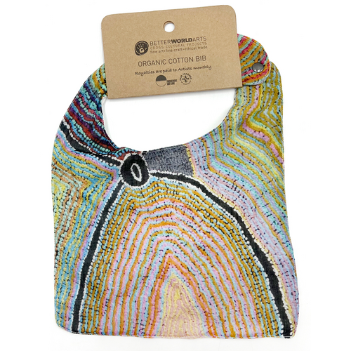 Better World Aboriginal Art - Baby Bib - Dogwood Tree Dreaming