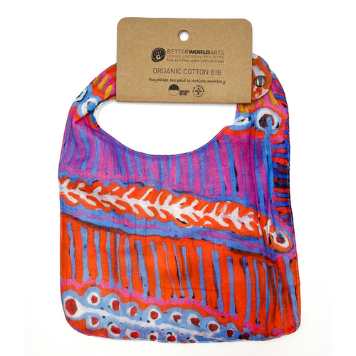 Better World Aboriginal Art - Baby Bib - Two Dogs Dreaming