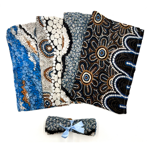 Better World Aboriginal Art - Muslin Wrap - Ocean and Earth