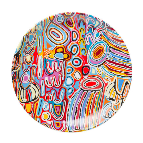 Warlukurlangu Aboriginal Art 7" Round China Plate - Mina Mina Dreaming