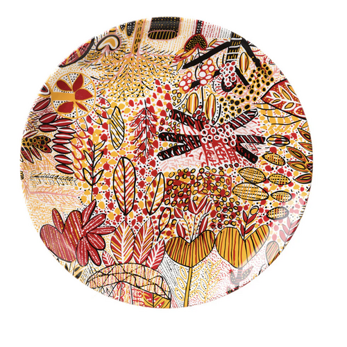 Jilamara Arts  7.5" Round China Plate - Ningarti Mirrijini Kapiwarta