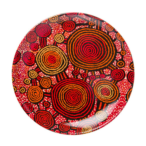 Warlukurlangu Aboriginal Art 7.5" Round China Plate - Emu Dreaming