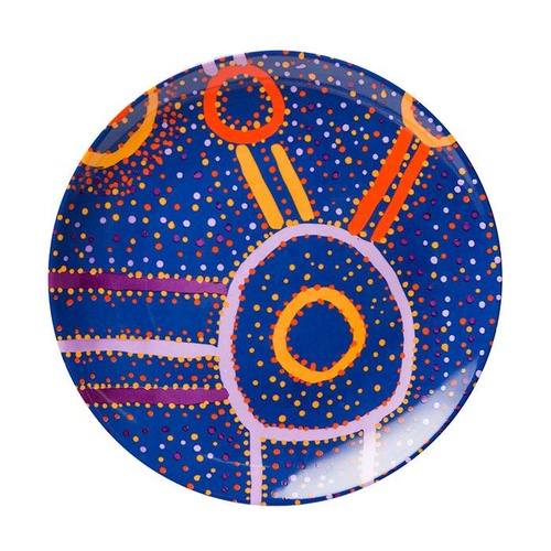 Warlukurlangu Aboriginal Art 7" Round China Plate - Water Dreaming