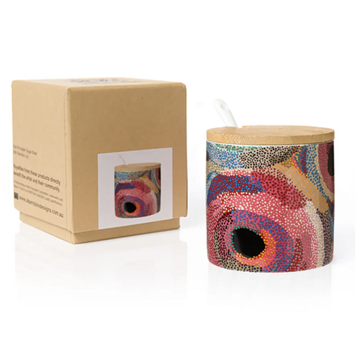 Martumili Artists Aboriginal Art Fine Porcelain Sugar Bowl Set - Punmu waterhole