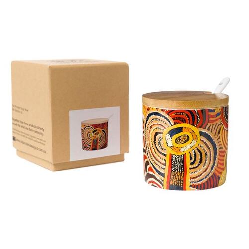 Papulankutja Aboriginal Art Fine Porcelain Sugar Bowl Set - Multju (Mulga Country)