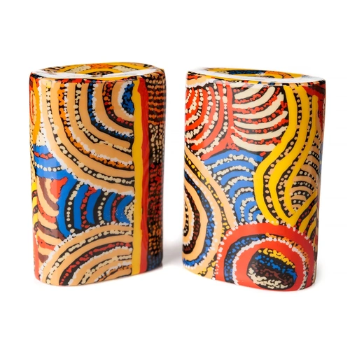 Mulga Country Fine Bone China Salt n Pepper Shakers - Papulankutja Aboriginal Art 