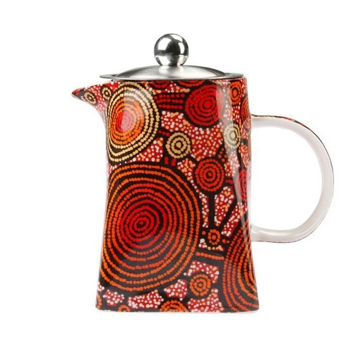 Warlukurlangu Aboriginal Art Fine Bone China Teapot - Emu Dreaming