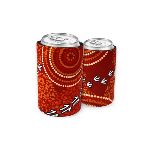 Bunabiri Aboriginal Art Neoprene Can Cooler - The Dry Season (Red)