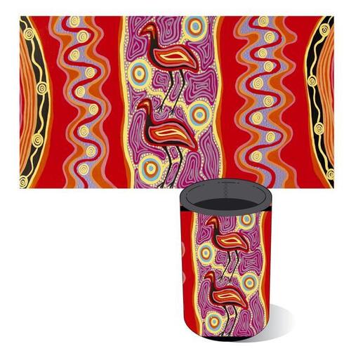 Tobwabba Aboriginal Art Neoprene Can Cooler - Emus 