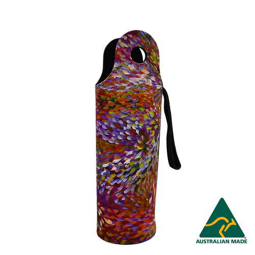 Utopia Aboriginal Art Neoprene Water Bottle Cooler - Firesparks (Pink)