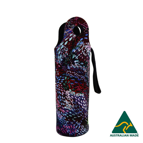 Utopia Aboriginal Art Neoprene Water Bottle Cooler - Firesparks (Purple)