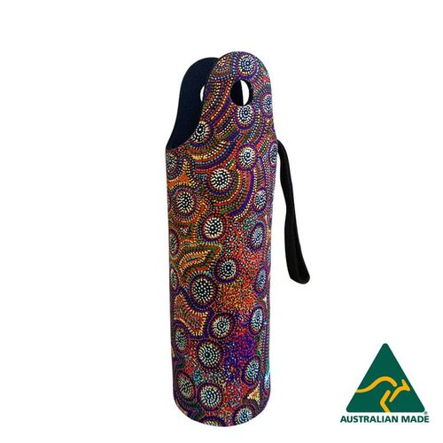 Utopia Aboriginal Art Neoprene Water Bottle Cooler - Bush Orange