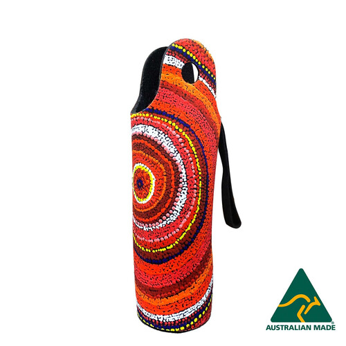 Utopia Aboriginal Art Neoprene Water Bottle Cooler - Sunrise of my Mother's Country 