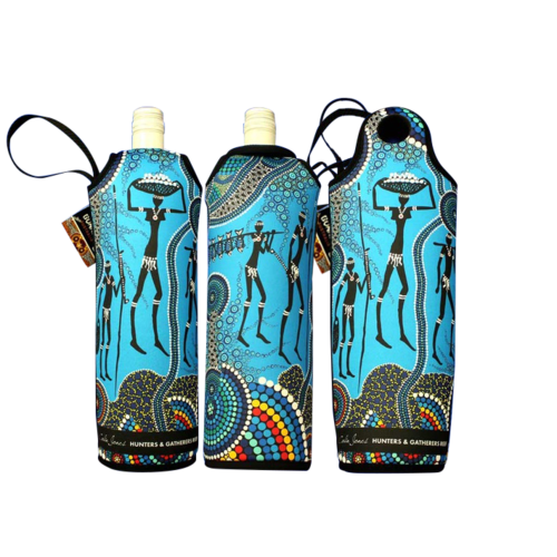 Bunabiri Aboriginal Art Neoprene Wine Bottle Cooler - Hunters N Gatherers Reef
