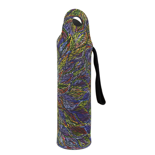 Utopia Aboriginal Art Neoprene Wine Bottle Cooler - Wildflowers (Purple)