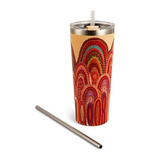 Koh Living Aboriginal Art Stainless Steel Tumbler (680ml) - Home