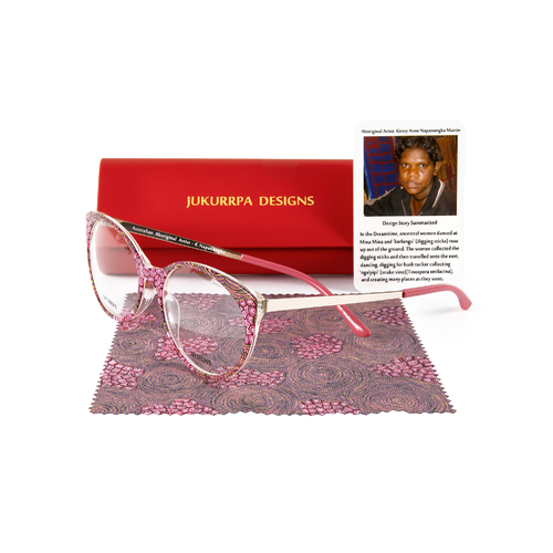 Jukurrpa Aboriginal Art Spectacle Frames - Mina Mina Dreaming (Pink)