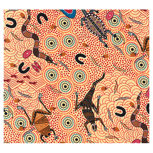 Around Waterhole (Ecru) - Aboriginal design Fabric