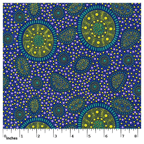 Bush Onions & Wild Flowers (Purple) - Aboriginal design Fabric