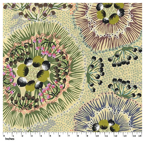 Bush Plum (ECRU) [SCRAP0.95M]- Aboriginal design Fabric