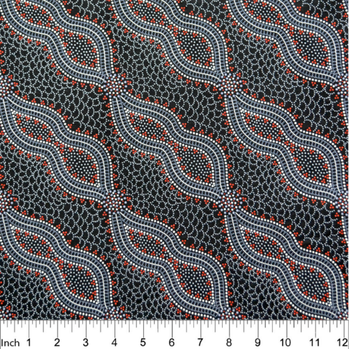 Bush Spinifex (Black) - Aboriginal design Fabric