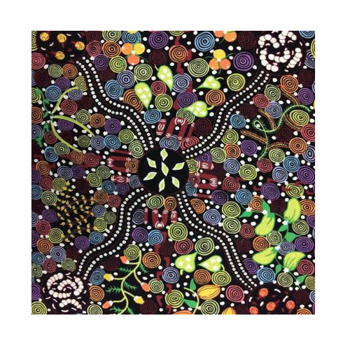 Corroboree (Black) - Aboriginal design Fabric