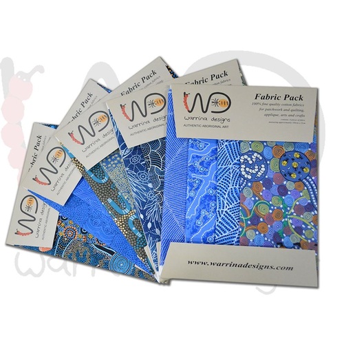 Fabric 4pce Quarter Pack [Blue] - Aboriginal Design Fabric 