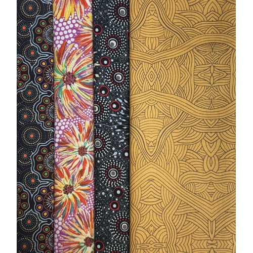 Aboriginal Fabric 4pce Quarter Pack [MULTI] - Aboriginal Design Fabric