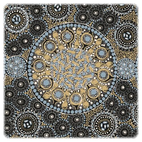 Fresh Life After Rain [Black] - Aboriginal design Fabric