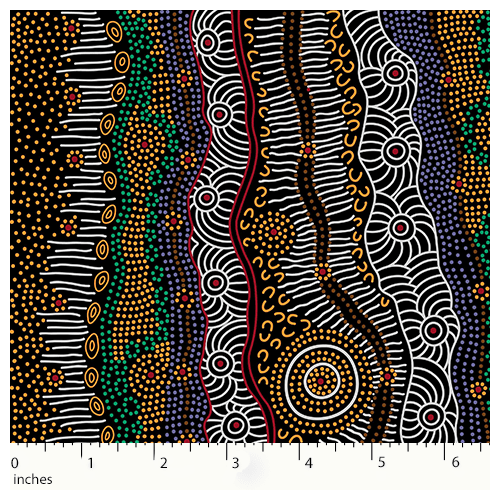 Gathering by the Creek (Brown) - Aboriginal design Fabric