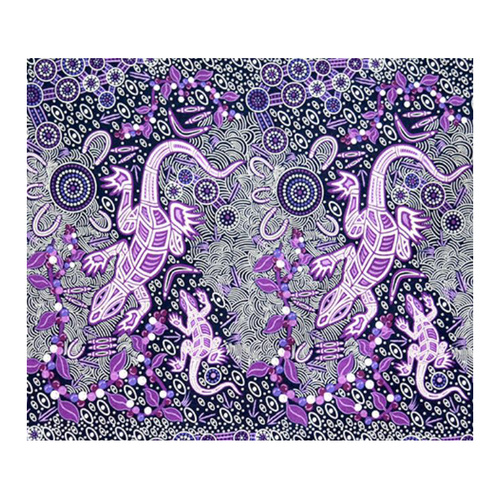 Man & Goanna (Violet) - Aboriginal design Fabric