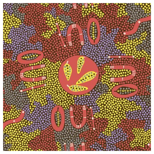 Passionfruit Dreaming (Red) - Aboriginal design Fabric