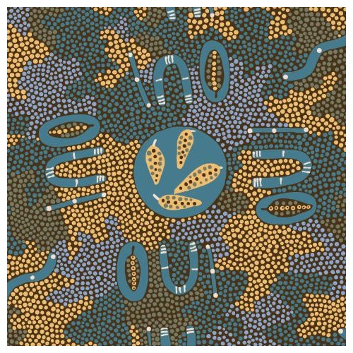 Passionfruit Dreaming (Blue) - Aboriginal design Fabric