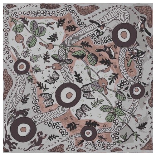 Running Possum Vine [Grey] - Aboriginal design Fabric