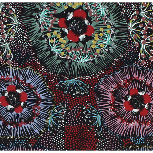 Bush Plum (Black) [SCRAP 1M] - Aboriginal design Fabric