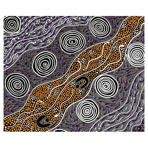 Bush Camp (Purple) - [SCRAP 2M] Aboriginal design Fabric