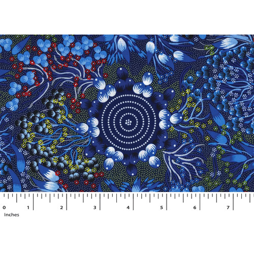 Bush Fruits (Blue) [SCRAP1.2M][RAYON] - Aboriginal design Fabric