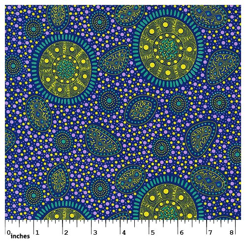 Bush Onions & Wild Flowers (Purple) [SCRAP 1M] - Aboriginal design Fabric