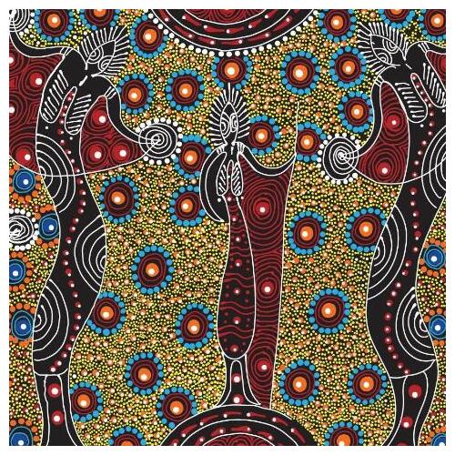 Dancing Spirit [Red] SCRAP 1M] - Aboriginal design Fabric