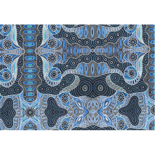 Regeneration (Blue) [SCRAP 0.65M]- Aboriginal design Fabric