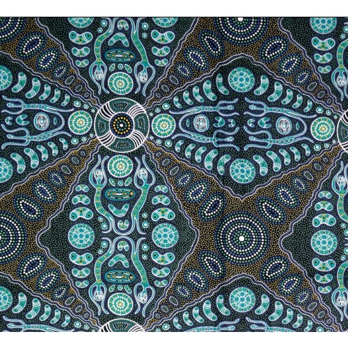 Spirit People 2 (Green) [SCRAP 1.8M] - Aboriginal design Fabric