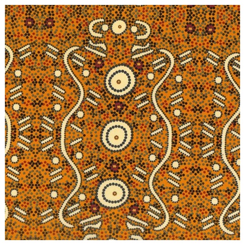 Water Dreaming (Yellow) [SCRAP 1M]- Aboriginal design Fabric 