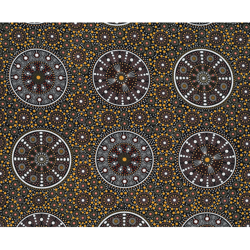Wildflowers After Rain (Yellow) - Aboriginal design Fabric [SCRAP 1.0M] 
