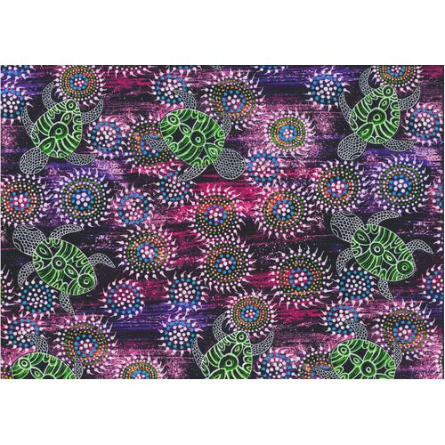 Sea Dreaming (Purple) - Aboriginal design Fabric