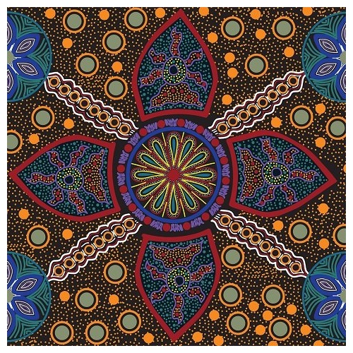 Stella (Black) - Aboriginal design Fabric
